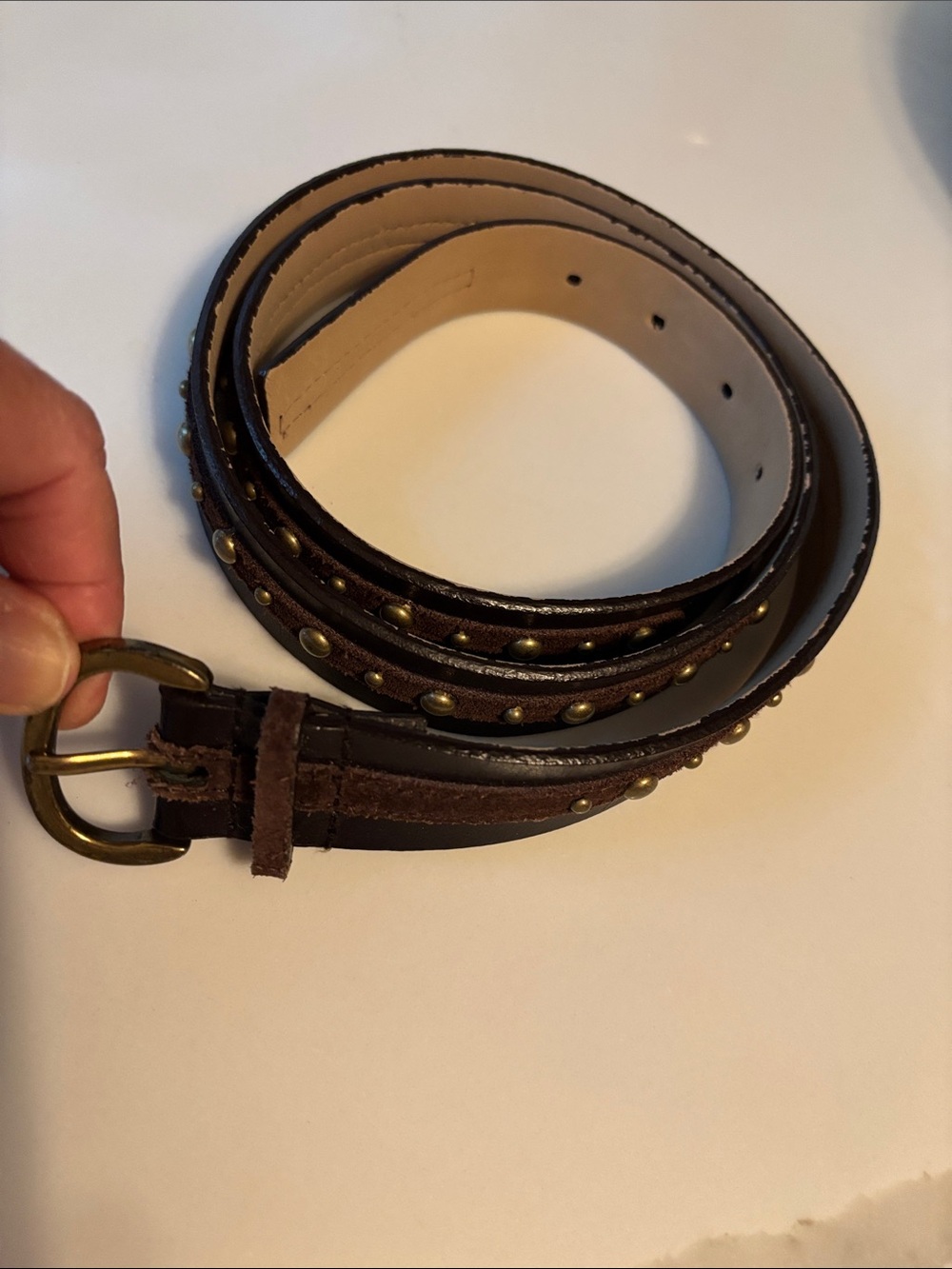 Nine West Studded Genuine Leather Belt Women Accessories